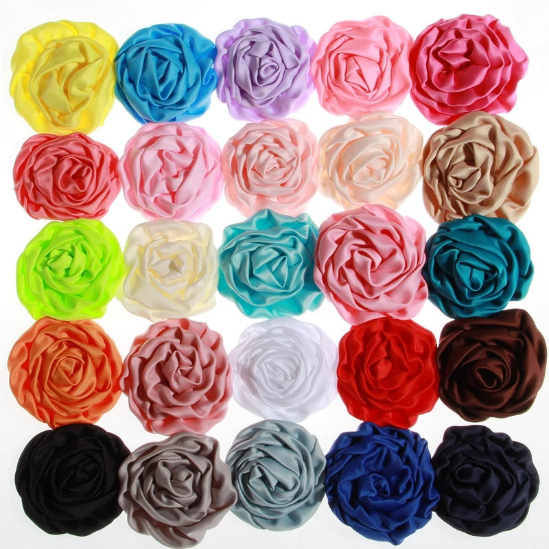 10pcs 3" 7.6cm New Chiffon Ruffles Rose Bud Artificial Flower For Wedding Decoration Fabric Flowers For Cloth Shoes Invitation