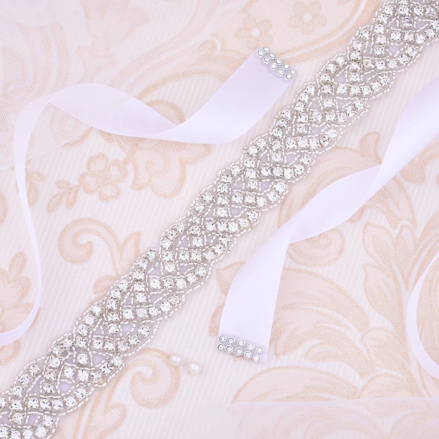 SESTHFAR Rhinestones Wedding Dress Belt Sliver Crystal Bridal Sash Diamond Bridal Belt For Women Dresses