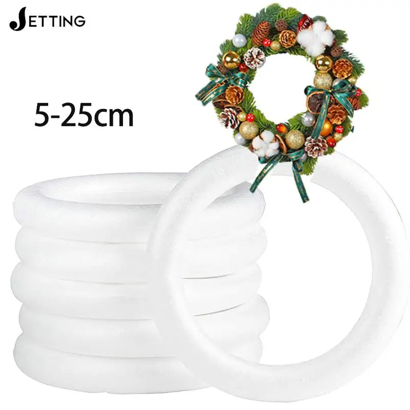 1pcs Polystyrene Foam Wreath Ring Christmas Wreath For DIY Christmas Natal Kids Painted Wedding Party Flower Garland Decor