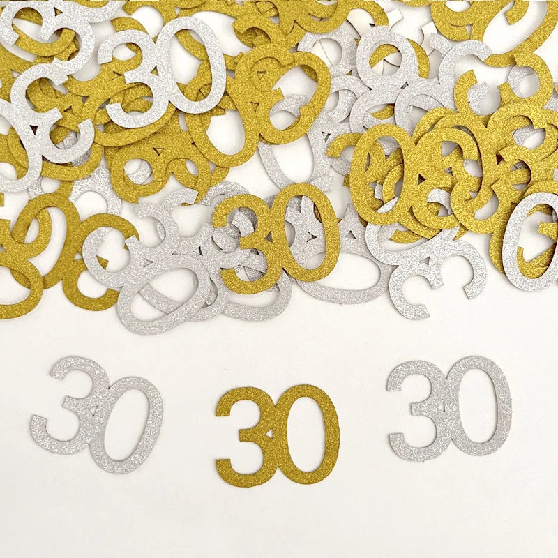 50Pcs 20 25 30 40 Silver Gold Age Numbers Confetti Birthday Anniversary Party Table Top Toss Confetti DIY Decoration Supplies