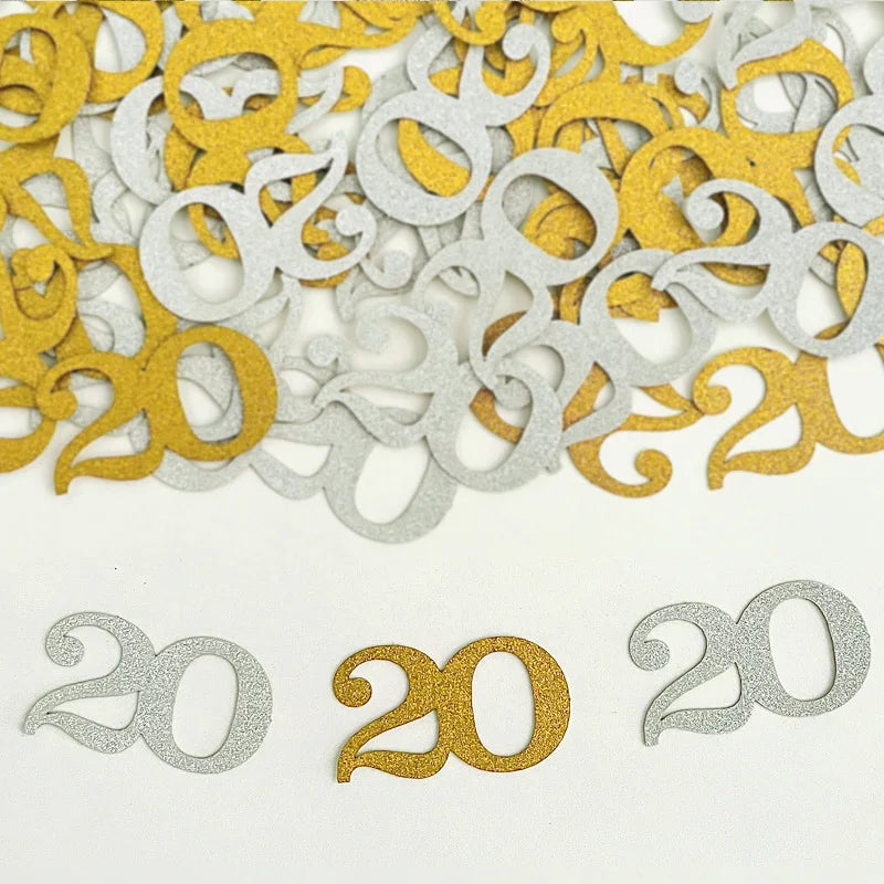 50Pcs 20 25 30 40 Silver Gold Age Numbers Confetti Birthday Anniversary Party Table Top Toss Confetti DIY Decoration Supplies