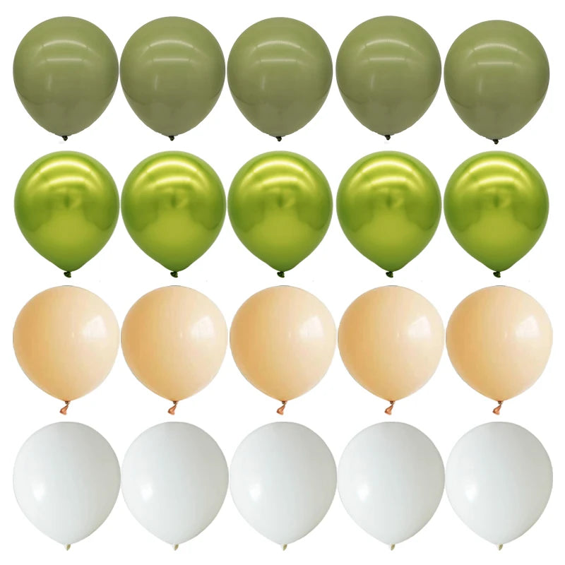 40pcs 10inch Avocado Green Skin Color Latex Balloons Baby Shower Wedding Decoration Metallic Gold Globos Birthday Party Supplies