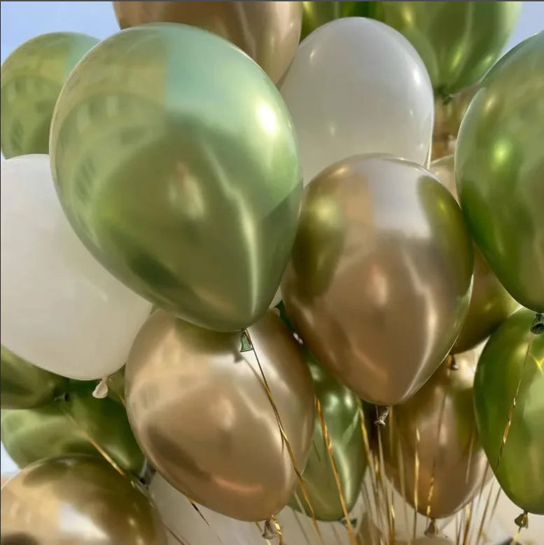 40pcs 10inch Avocado Green Skin Color Latex Balloons Baby Shower Wedding Decoration Metallic Gold Globos Birthday Party Supplies