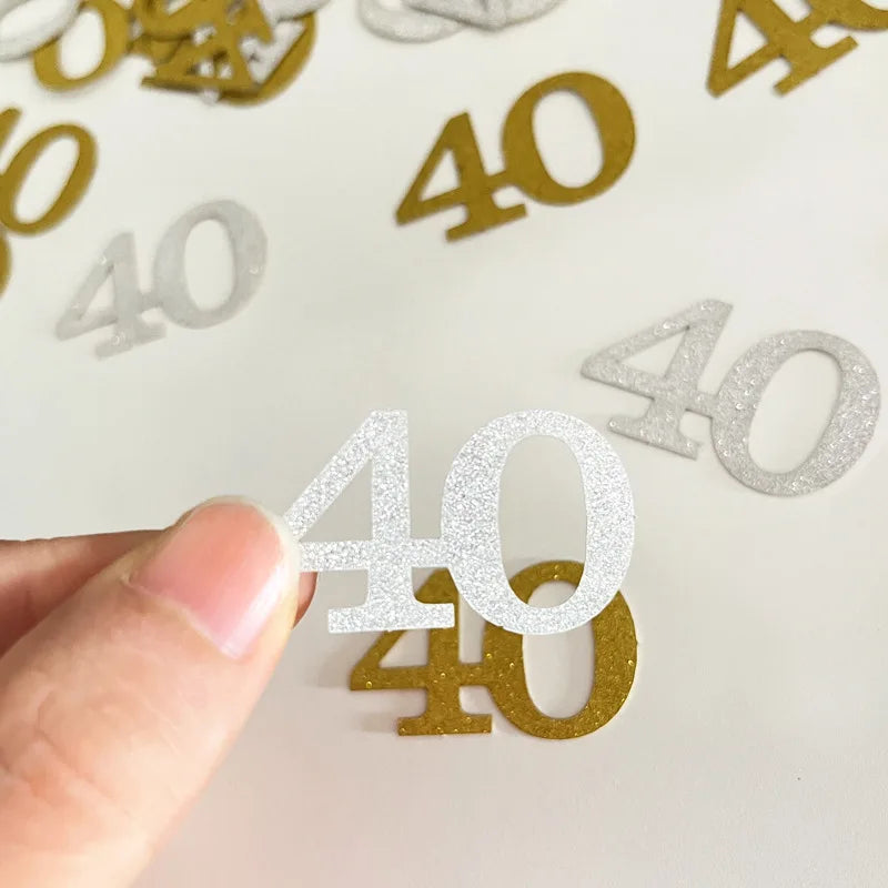 50Pcs 20 25 30 40 Silver Gold Age Numbers Confetti Birthday Anniversary Party Table Top Toss Confetti DIY Decoration Supplies
