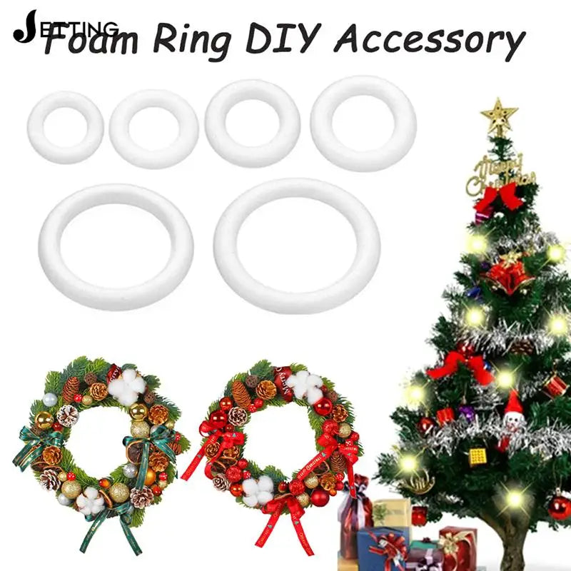 1pcs Polystyrene Foam Wreath Ring Christmas Wreath For DIY Christmas Natal Kids Painted Wedding Party Flower Garland Decor