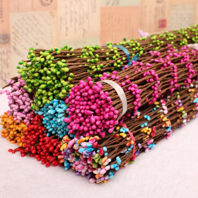 40/65cm 10pcs/lot Artificial Stamen Berry Branches DIY Stamen Flower for Wedding Party Decoration Scrapbooking Wreath Flowers