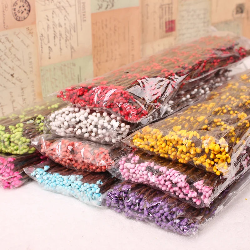 40/65cm 10pcs/lot Artificial Stamen Berry Branches DIY Stamen Flower for Wedding Party Decoration Scrapbooking Wreath Flowers